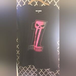 Harley-Davidson Black and Pink Graphic Tee